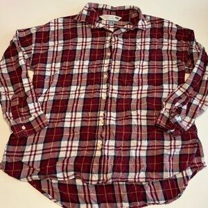 Old Navy Women's Burgundy Plaid Button Down Shirt by